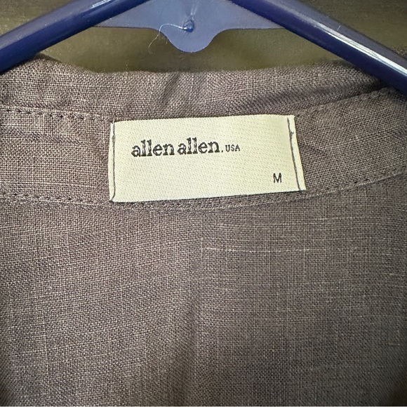 Allen Allen Blue Tie Dye Linen Shirt Dress Size M - Picture 2 of 11